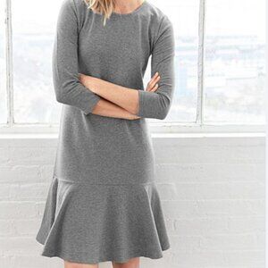 Garnet Hill French Terry Grey Dropwaist Cotton Blend Dress